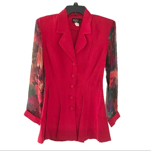 Dawn Joy 80’s Style Vintage 2pc Red Top & Skirt - Picture 1 of 9